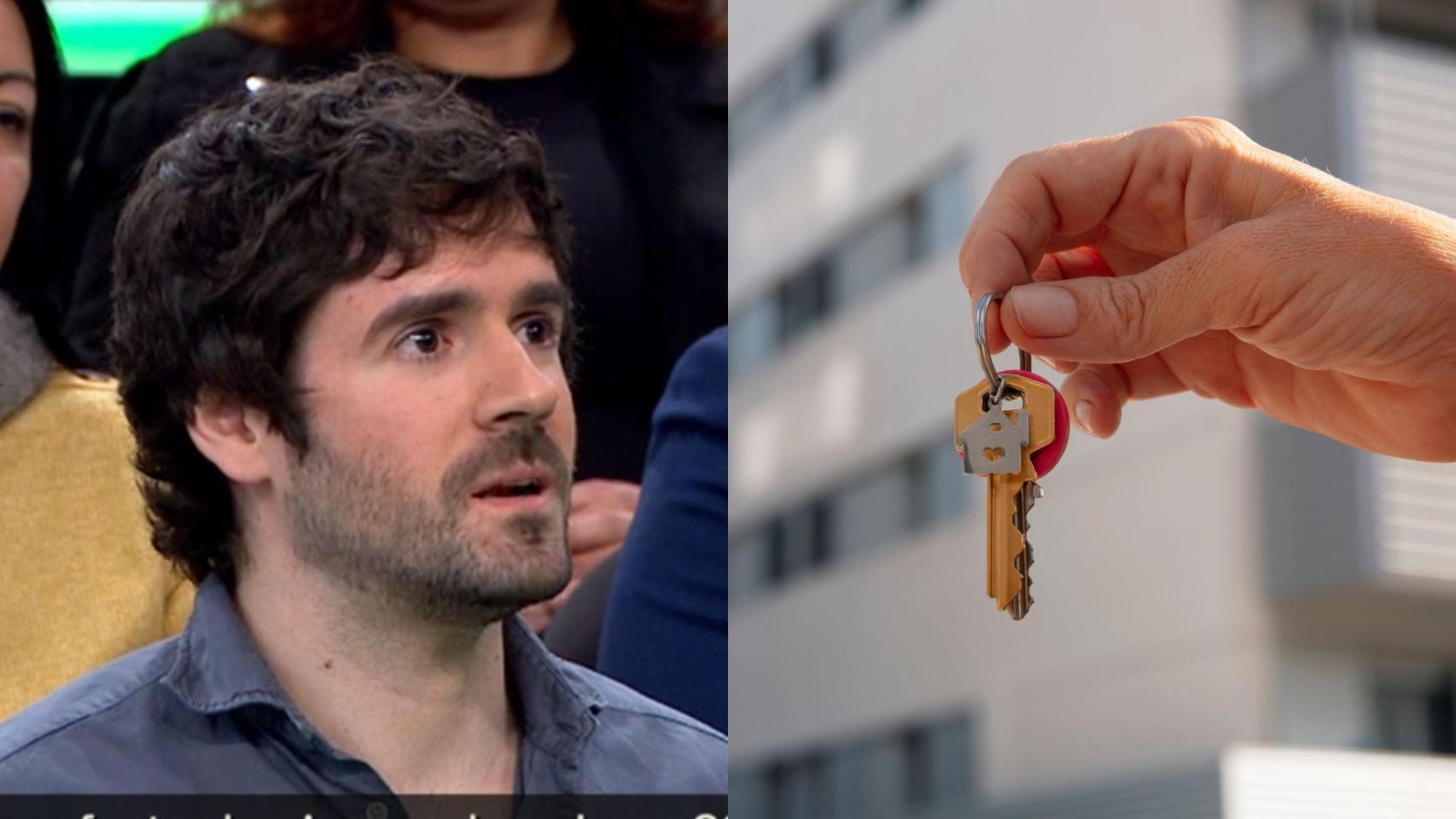 Montaje con una imagen de Rubén y una imagen de archivo de una vivienda.