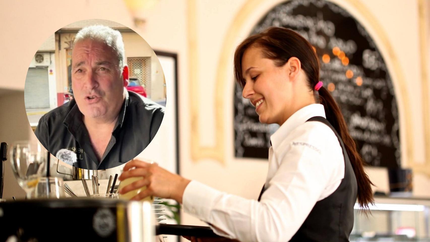 Montaje de Ricardo Gil con una camarera (Pixabay).