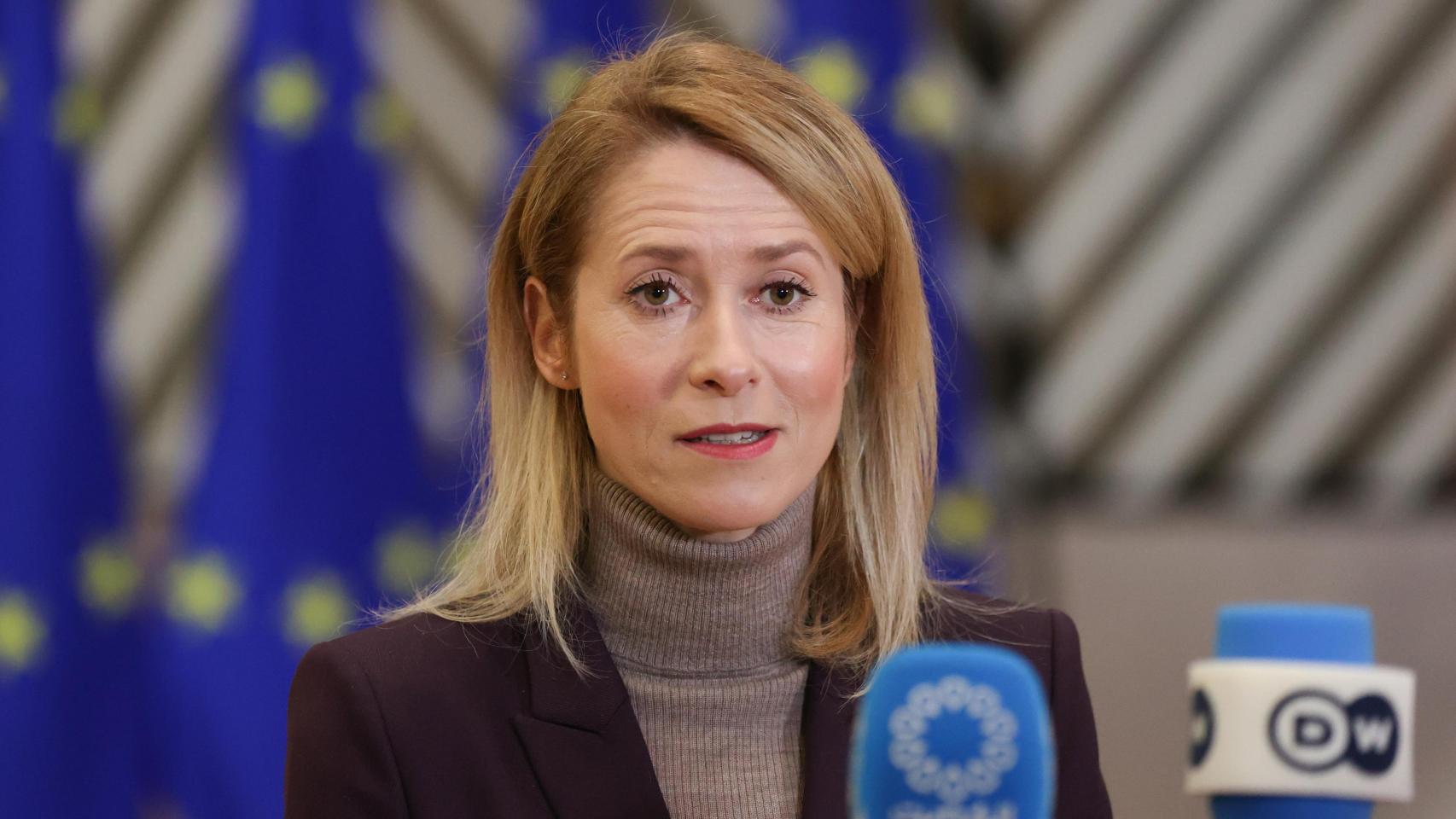 La jefa de la diplomacia de la UE, Kaja Kallas, durante la reunión de este lunes en Bruselas