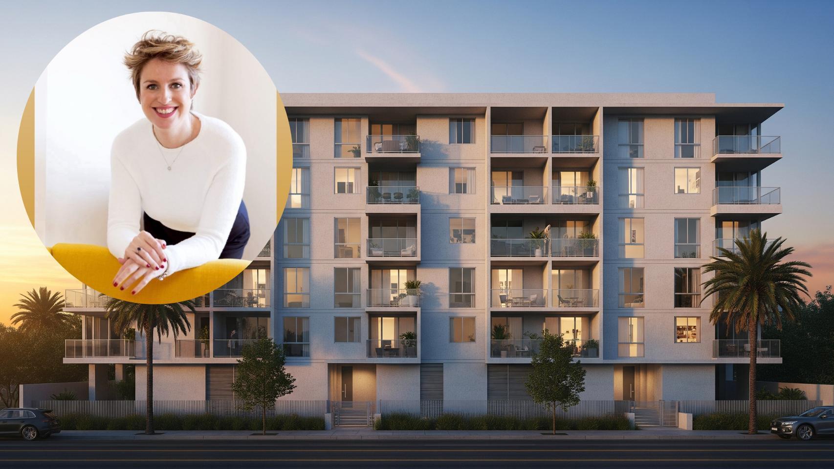 Montaje de Sara Benedi con un bloque de viviendas.