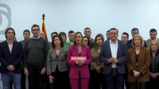 Pilar Alegría, rodeada de parte de su Ejecutiva Regional