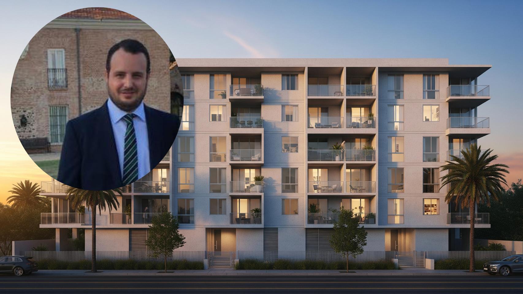 Montaje de Carlos García con una bloque de viviendas.