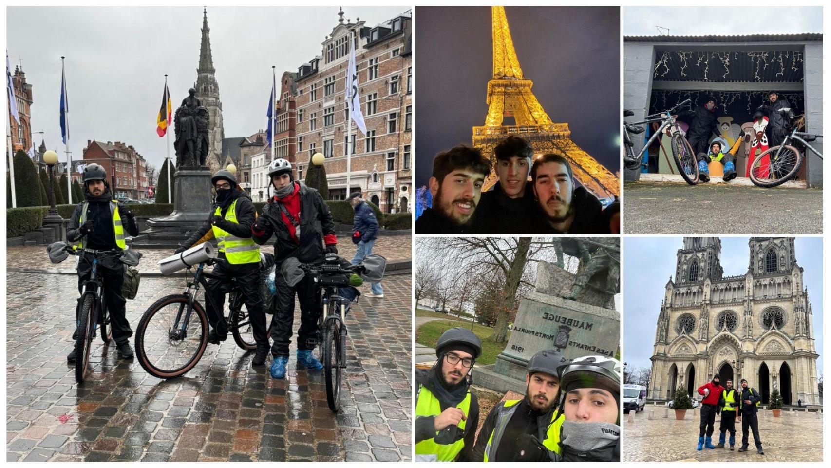 Hugo, Iván e Isma, los tres vigueses que vuelven a casa por Navidad en bicicleta