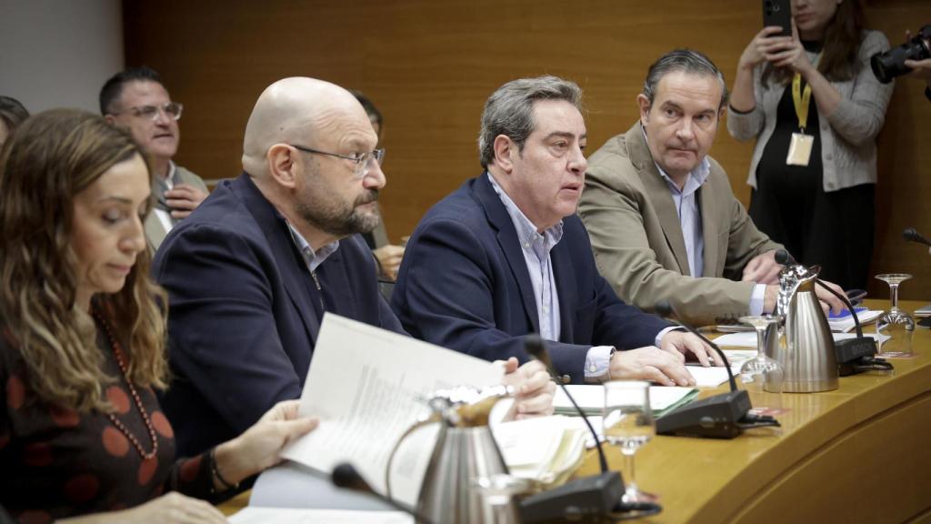 Jesús Pla (Compromís), José María Llanos (Vox) y Fernando Pastor (PP). José Cuéllar / Corts