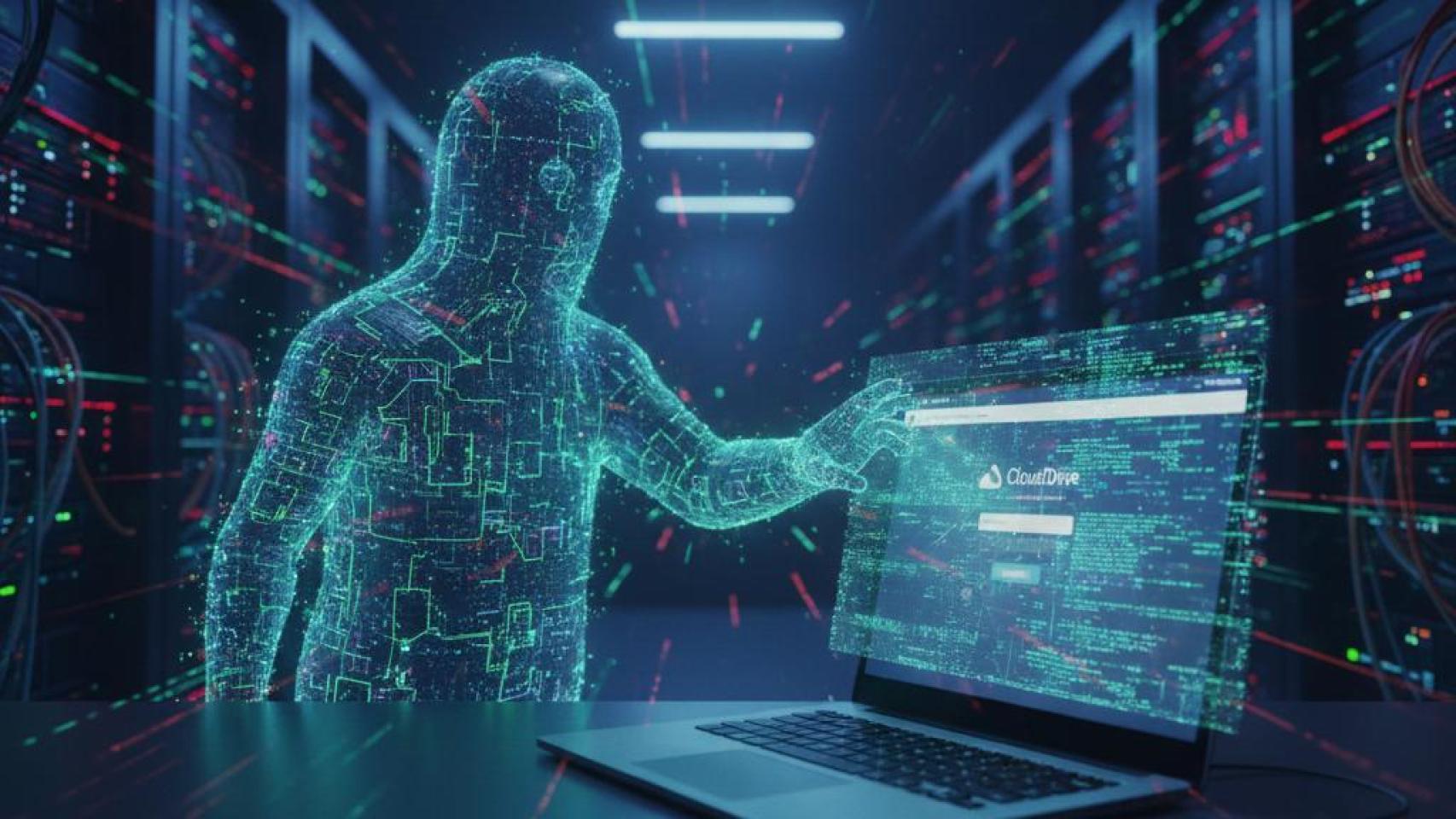 Ilustración creada con inteligencia artificial sobre la ciberamenaza Ghostframe.