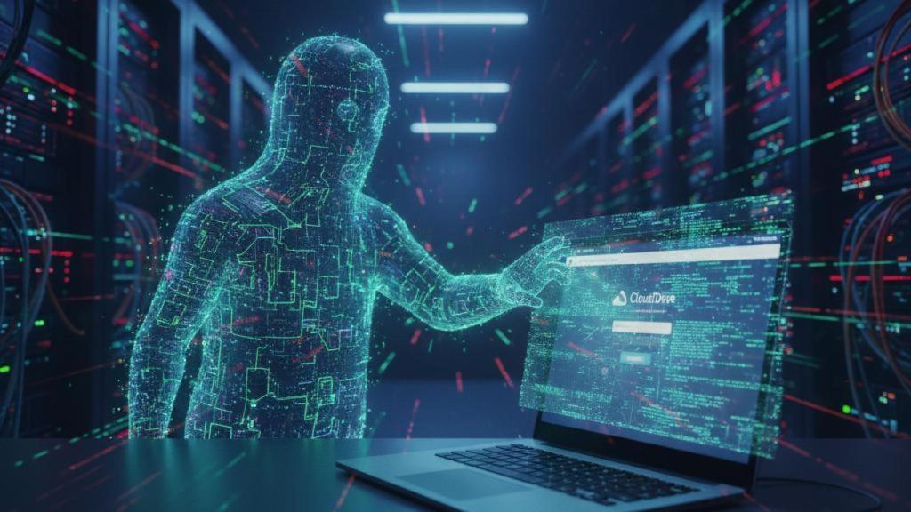 Ilustración creada con inteligencia artificial sobre la ciberamenaza Ghostframe.