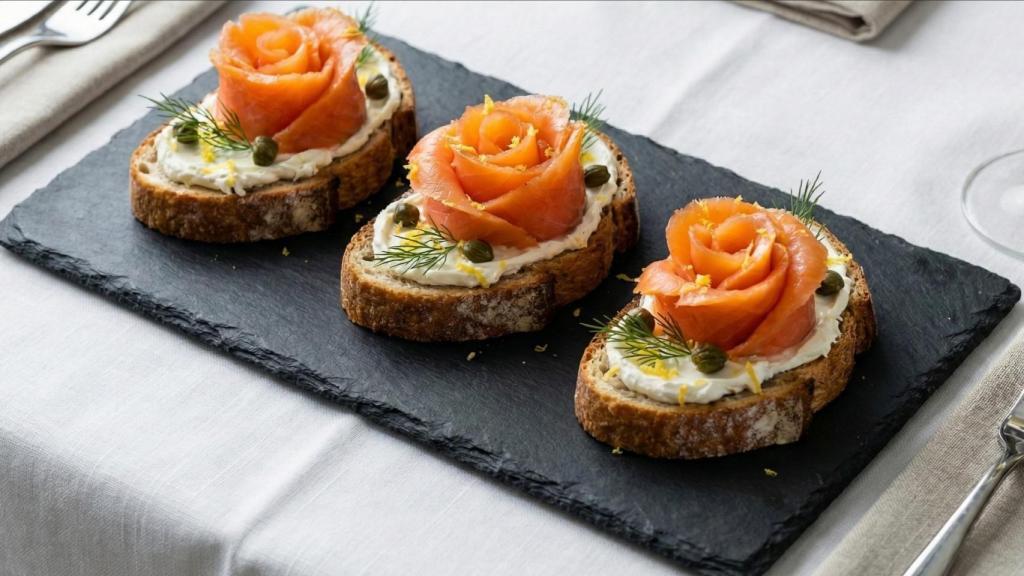 Pintxos de salmón ahumado y queso