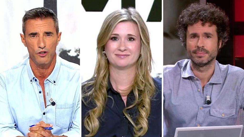 Joseba Larrañaga, Lucía Taboada y Luis García en un montaje de BLUPER.