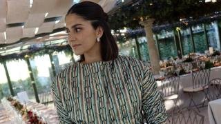 María García de Jaime ha llevado un 'total look' de su marca a una boda de amigos.