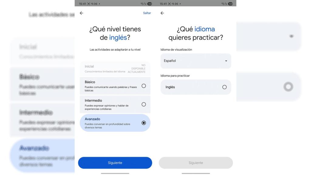 Imagen de las preguntas para personalizar la experiencia de Google Translate