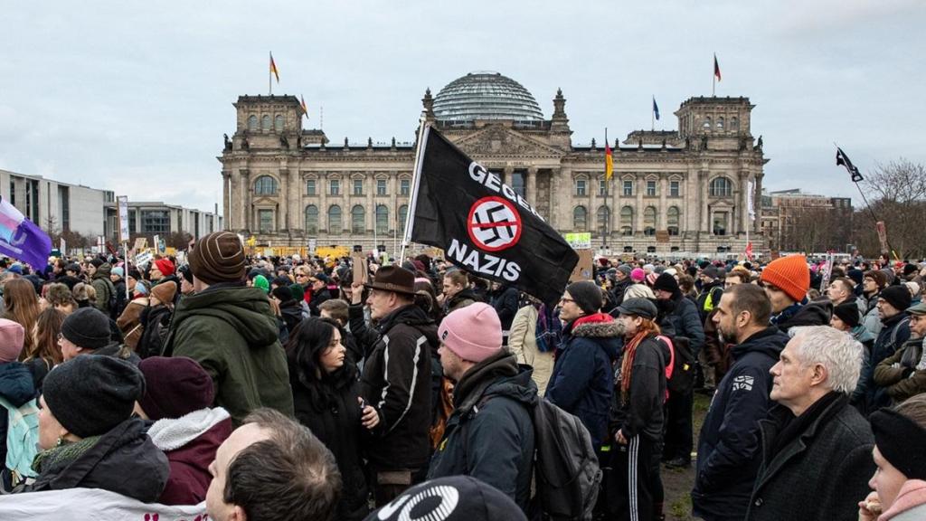 Manifestación frente al Bundestag contra la extrema derecha el pasado mes de febrero.