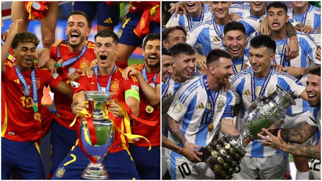 España y Argentina, los últimos campeones de la Eurocopa y de la Copa América