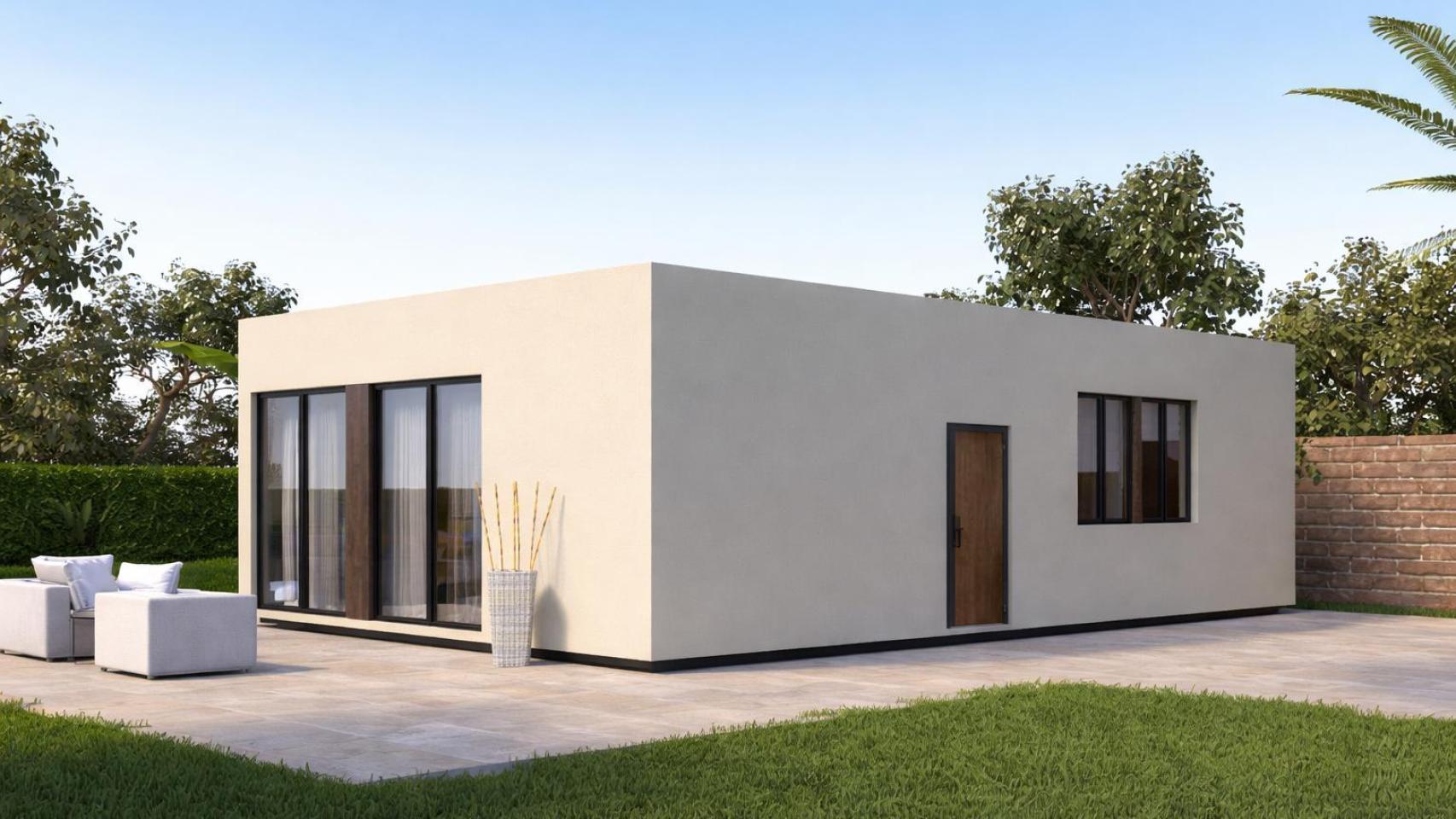 Una casa prefabricada hecha con contenedores.