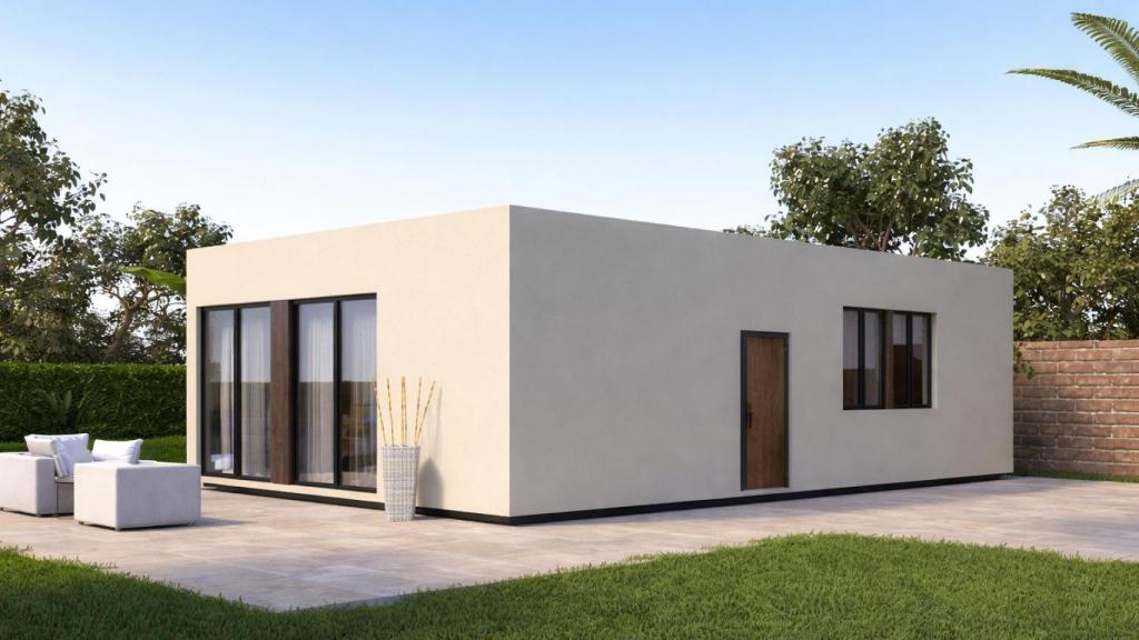 Una casa prefabricada hecha con contenedores.