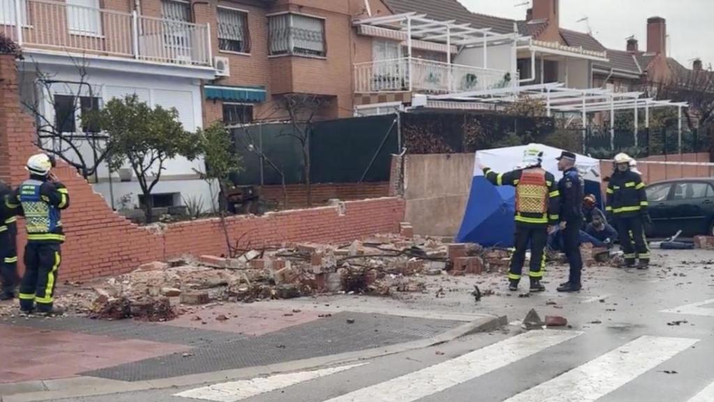 El muro derrumbado en Getafe.