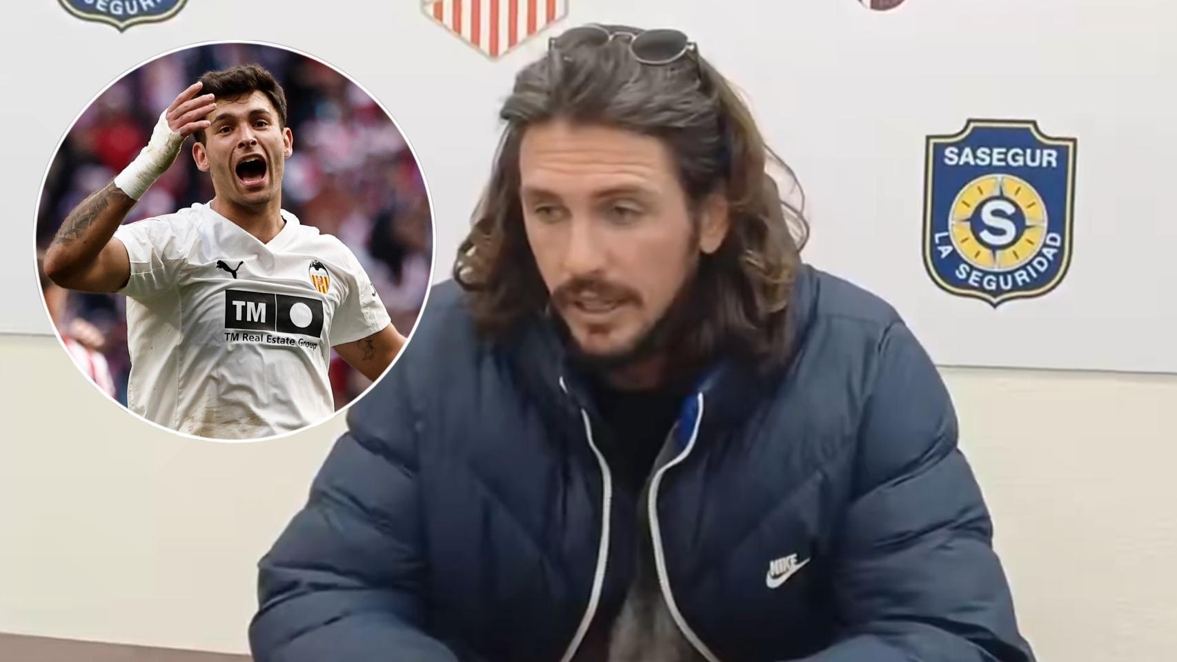 Javi Poves, en rueda de prensa, y Hugo Duro