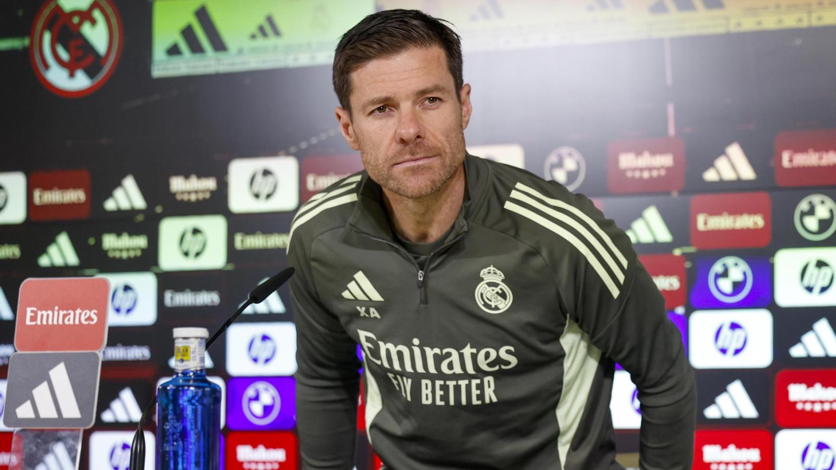 Xabi Alonso, este martes en rueda de prensa con el Real Madrid