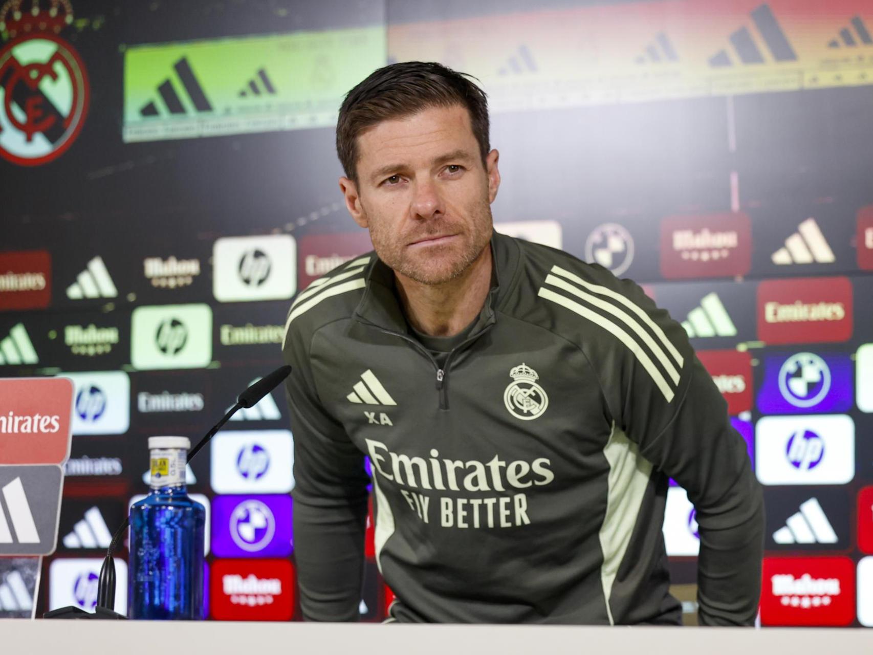 Xabi Alonso, este martes en rueda de prensa con el Real Madrid
