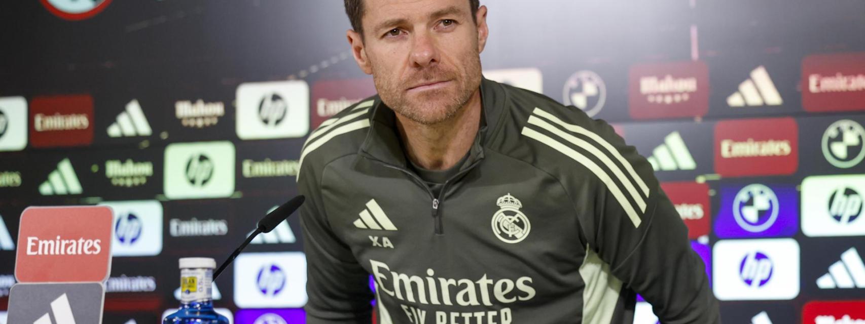 Xabi Alonso, este martes en rueda de prensa con el Real Madrid