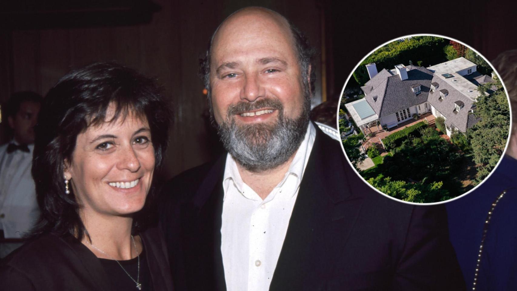 Rob Reiner y su mujer, Michelle, junto a su casa de Los Ángeles, en un montaje de EL ESPAÑOL.