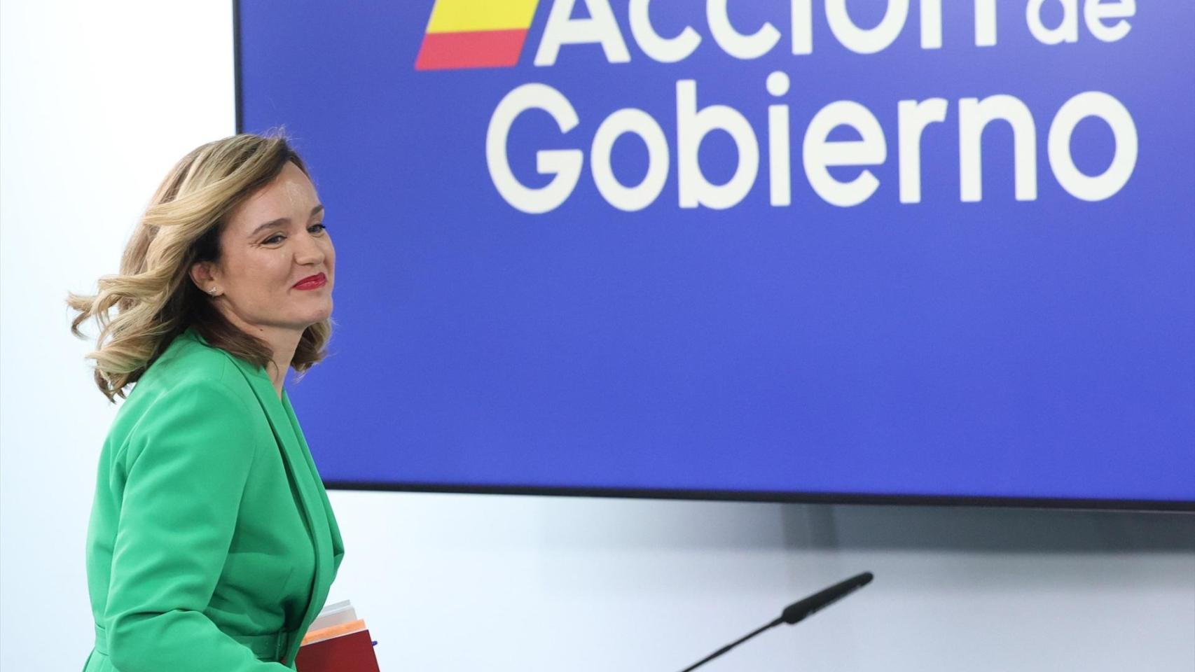 Pilar Alegría este martes en su última rueda de prensa tras el Consejo de Ministros.