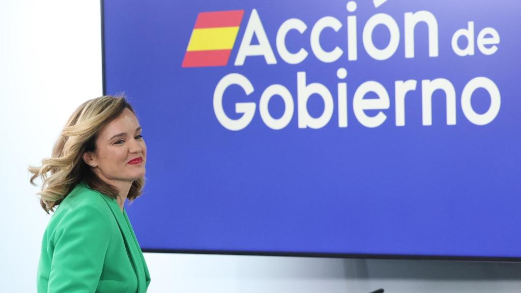 Pilar Alegría este martes en su última rueda de prensa tras el Consejo de Ministros.