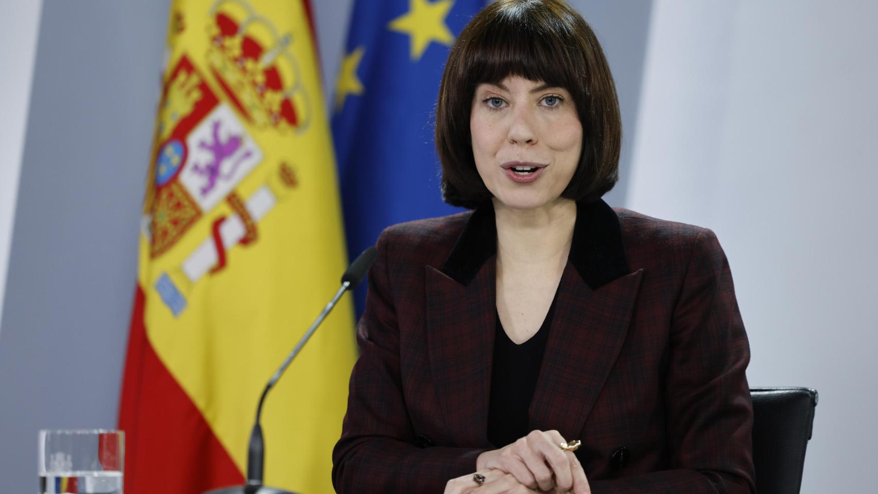 La ministra de Ciencia, Innovación y Universidades, Diana Morant, durante la rueda de prensa posterior al Consejo de Gobierno este martes en el complejo del Palacio de la Moncloa