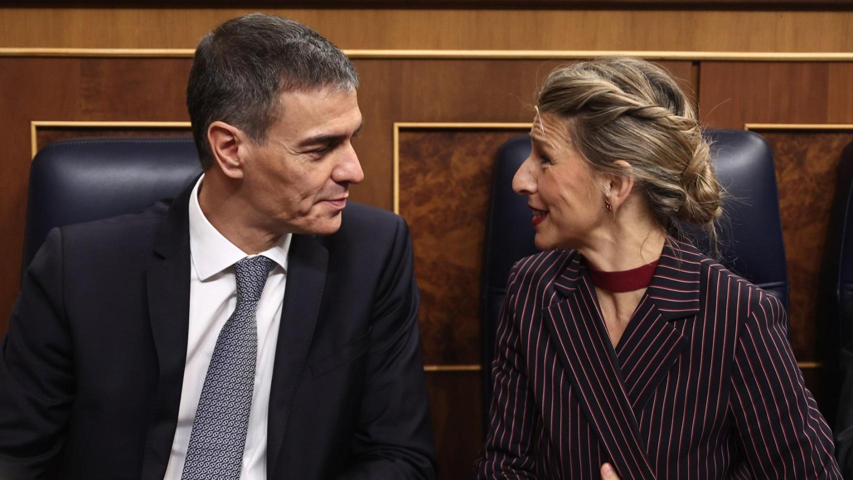 Pedro Sánchez y Yolanda Díaz el pasado 10 de diciembre en el Congreso.
