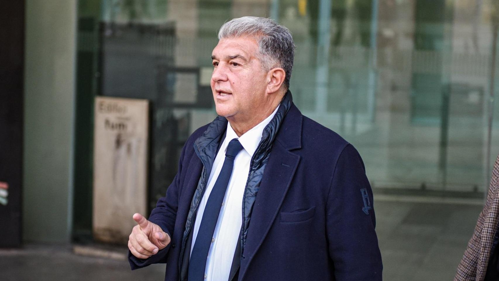 Joan Laporta, saliendo del juzgado tras su declaración en la instrucción del caso Negreira