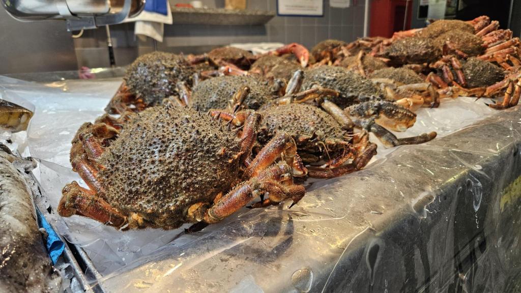 Centollas en la plaza de Lugo de A Coruña.