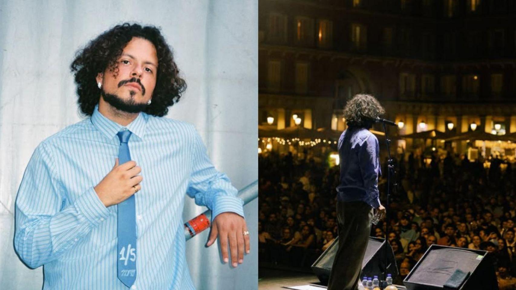 Luis, artista venezolano en España en un concierto en Plaza Mayor en Madrid.