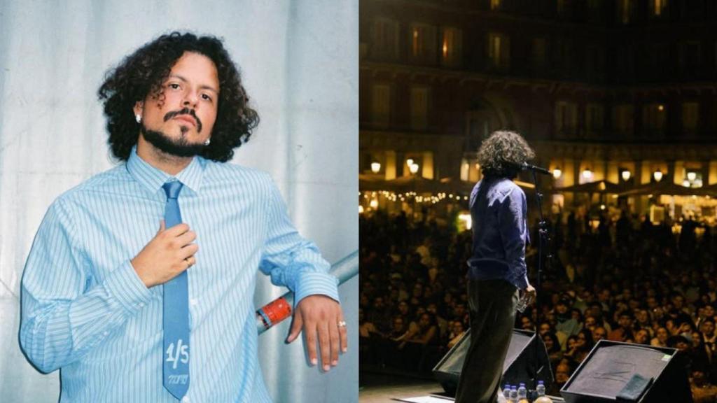Luis, artista venezolano en España en un concierto en Plaza Mayor en Madrid.