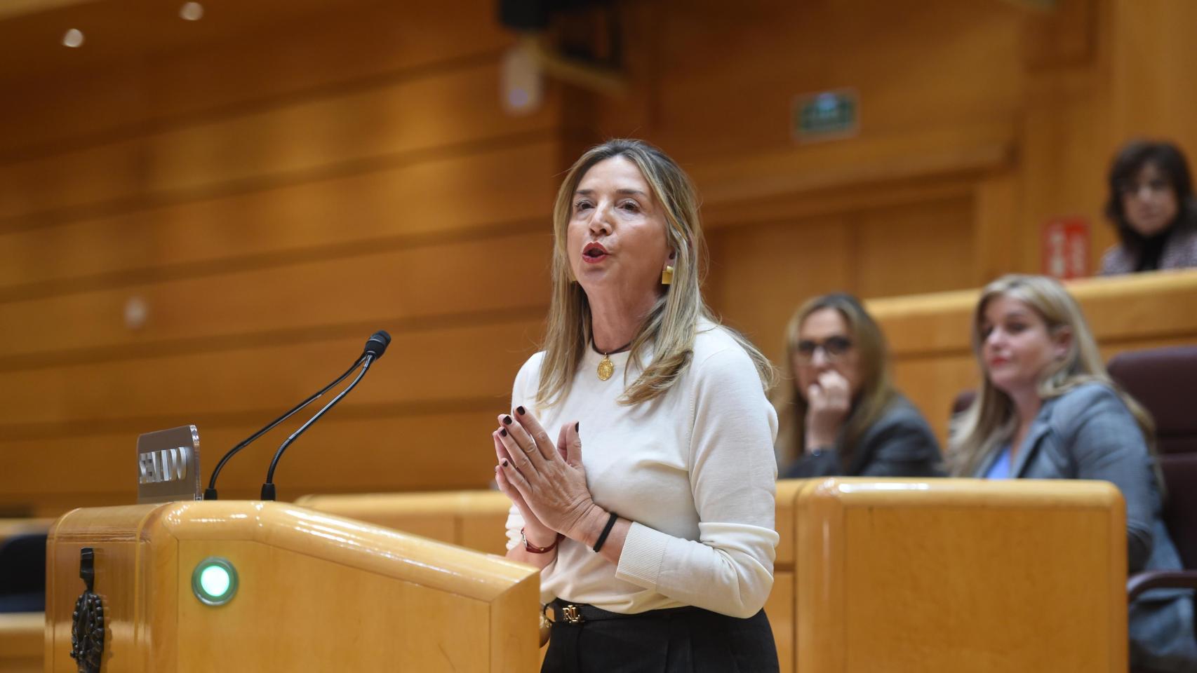 La portavoz del PP en el Senado, Alicia García, este martes en la sesión de control al Gobierno en el Senado.