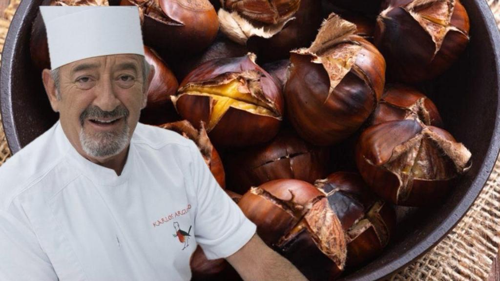 El chef Karlos Arguiñano junto a unas castañas.