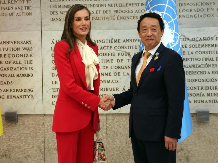 La reina Letizia junto Qu Dongyu, Director General de la Organización de las Naciones Unidas para la Alimentación y la Agricultura (FAO).
