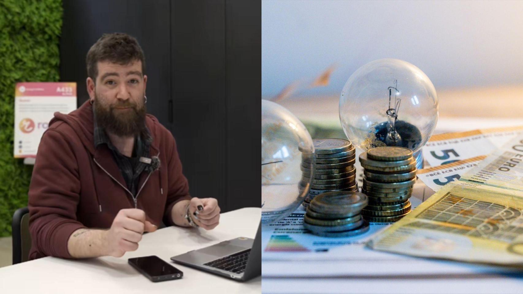 Montaje con una imagen de Gompi y una imagen de archivo de la factura de la luz.