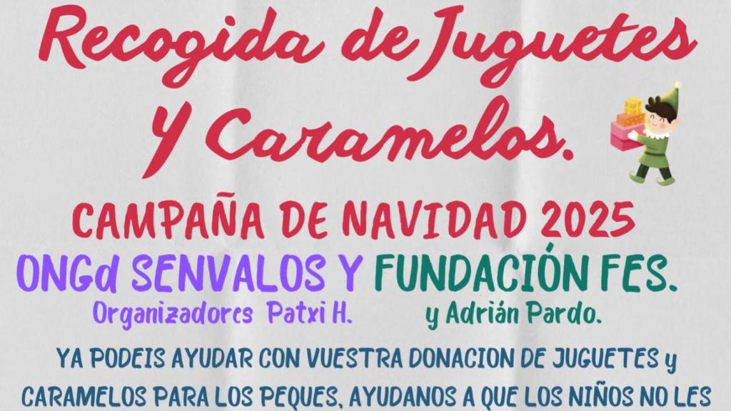 Cartel de la Campaña de Navidad 2025 de Recogida de Juguetes y Caramelos