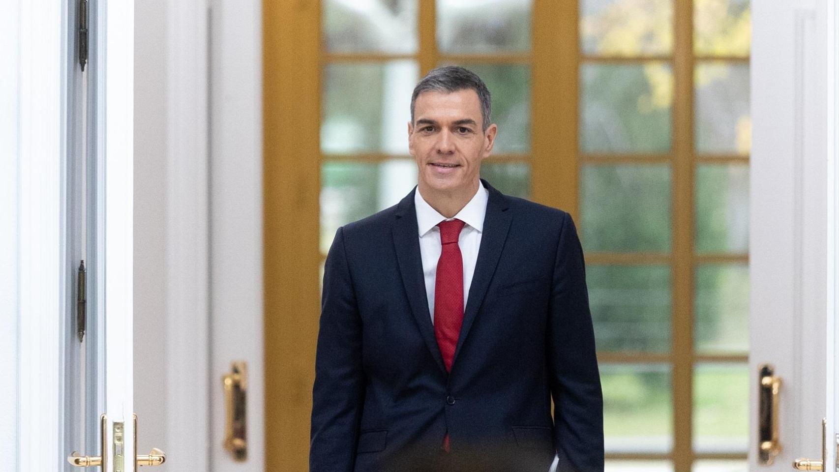 El presidente del Gobierno, Pedro Sánchez, durante una rueda de prensa en Moncloa el pasado lunes.