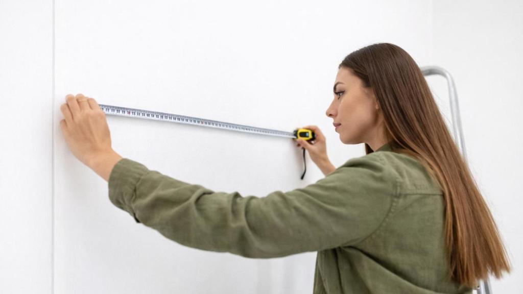Una mujer midiendo en su casa.