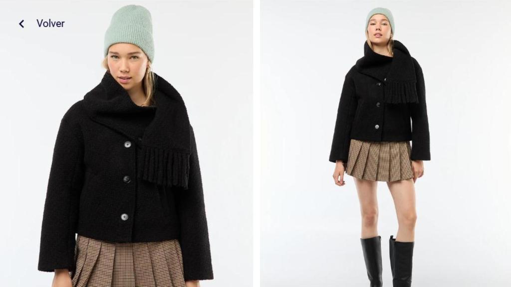 Abrigo corto de imitación de lana.