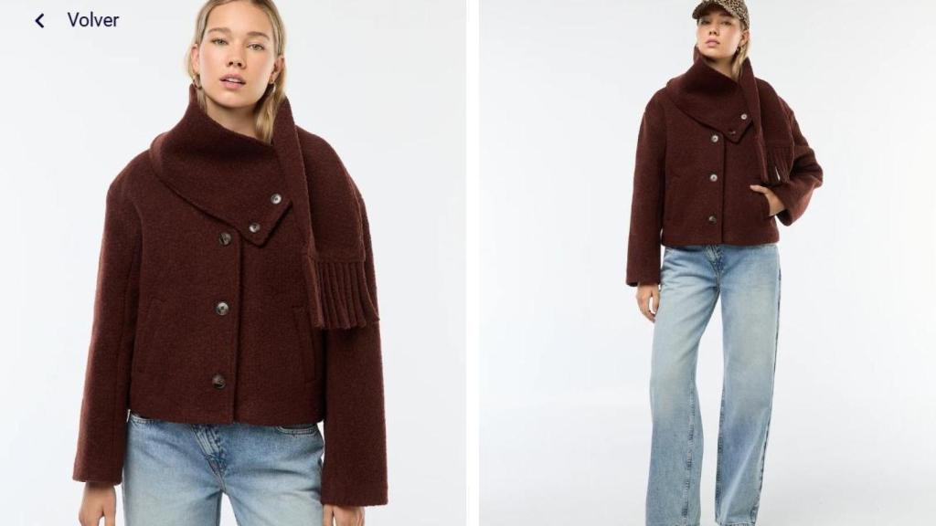 Abrigo corto de imitación de lana.