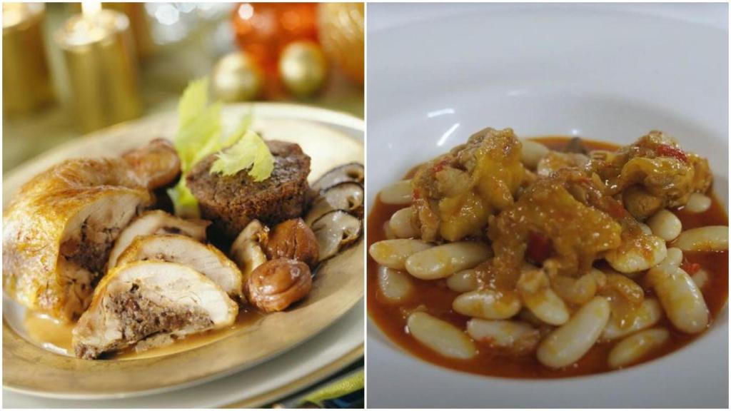 Capón preparado en diferentes platos