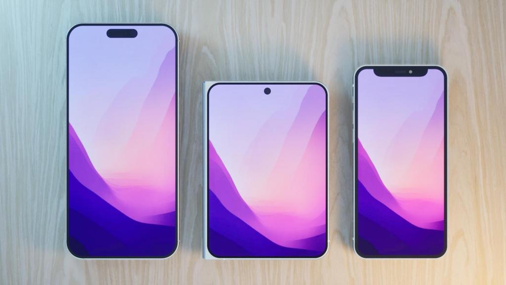 Representación artística del iPhone plegable.