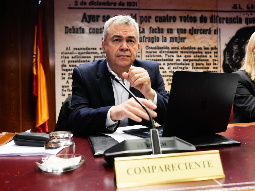 El exdiputado socialista Santos Cerdán durante su comparecencia en el Senado.