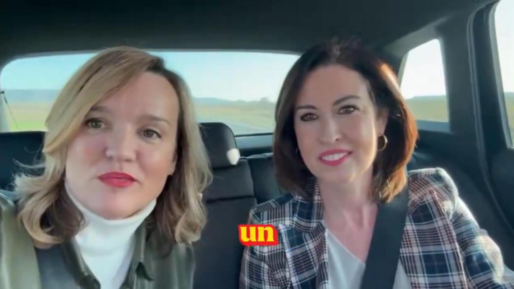 Pilar Alegría y Teresa Ladrero, en un vídeo en redes sociales