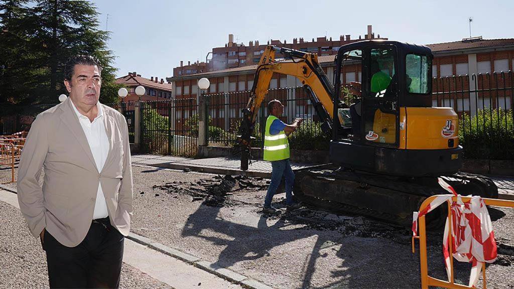 El concejal de Tráfico y Movilidad, Alberto Gutiérrez Alberca, visita las obras en el Tierno Galván para mejorar el entorno escolar.