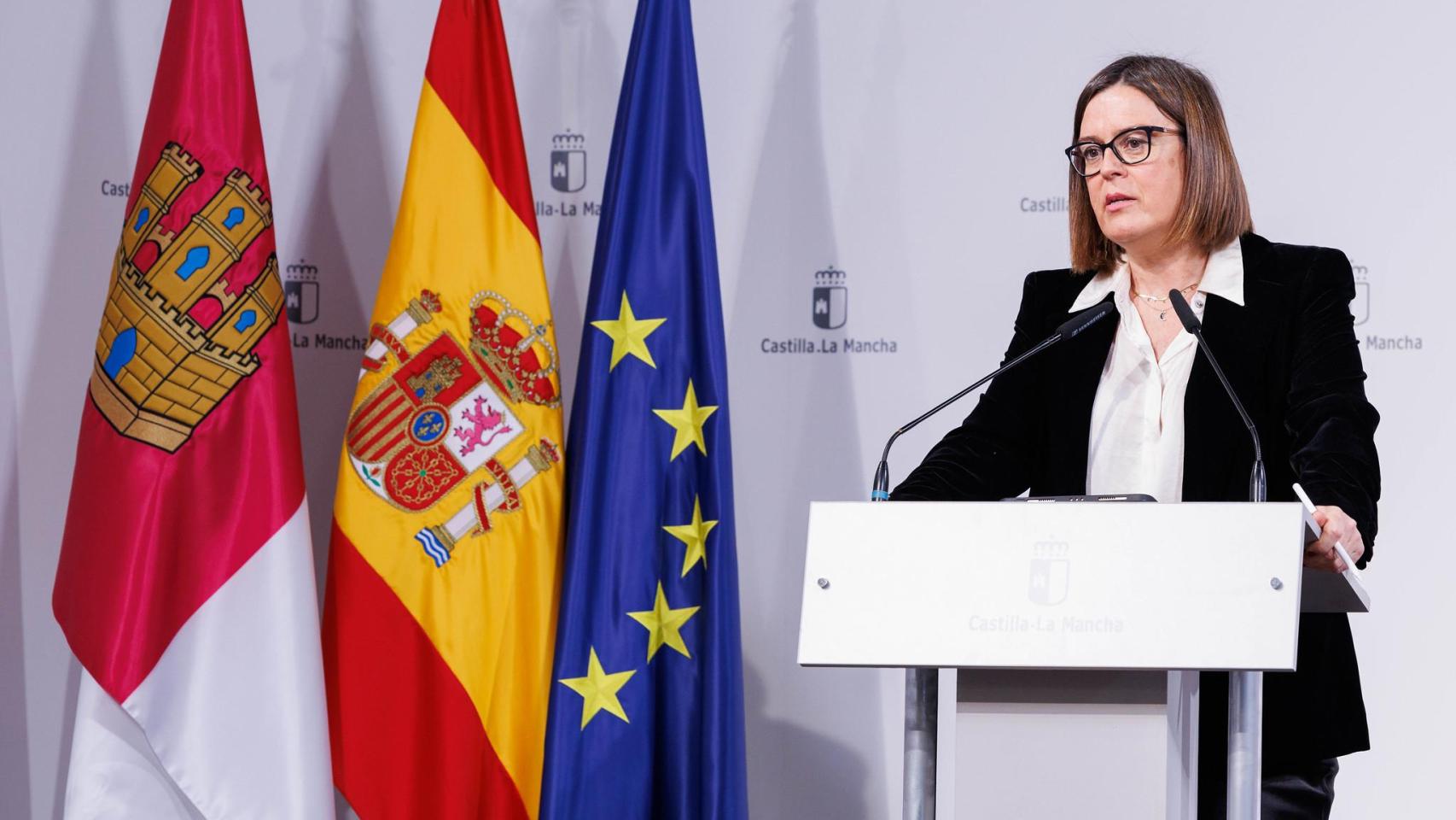 Esther Padilla, consejera portavoz del Gobierno de Castilla-La Mancha en rueda de prensa.