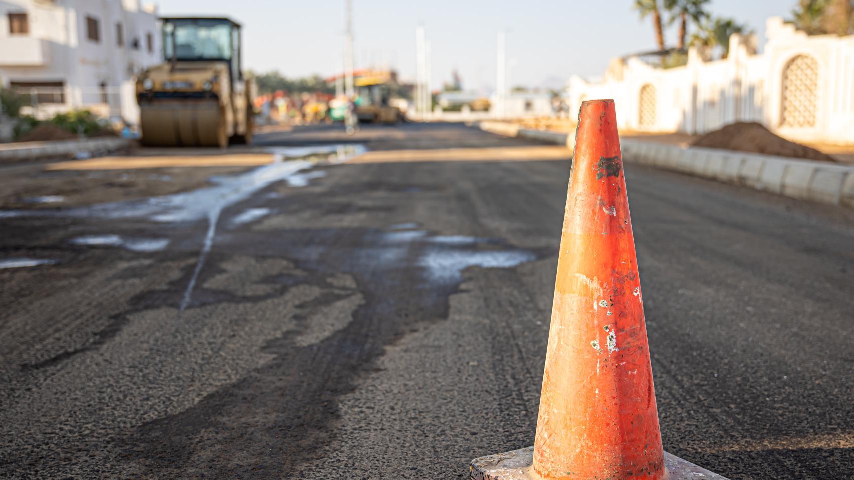 Una carretera en reparación
