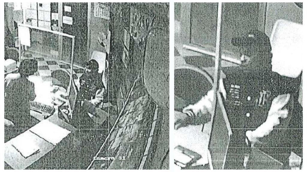 Juan David, padrastro del menor y pareja de Bárbara, en una agencia de viajes, comprando un billete de autobús para huir a Madrid.