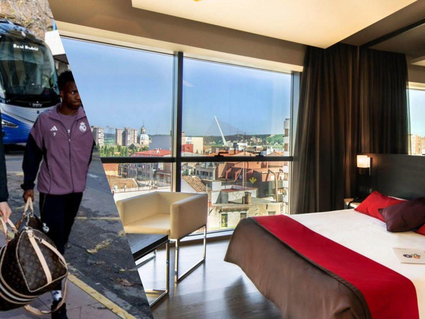 Jugadores del Real Madrid en su llega a Talavera de la Reina y el hotel donde se hospedaron.